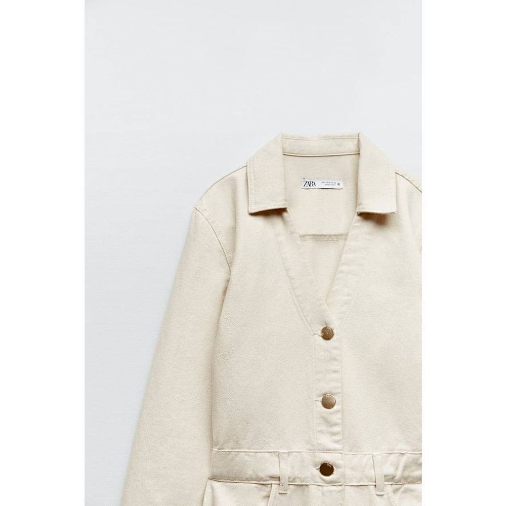 NEW IN !!!! GOLD BUTTON DENIM JUMPSUIT ZARA - Picture 7 of 10